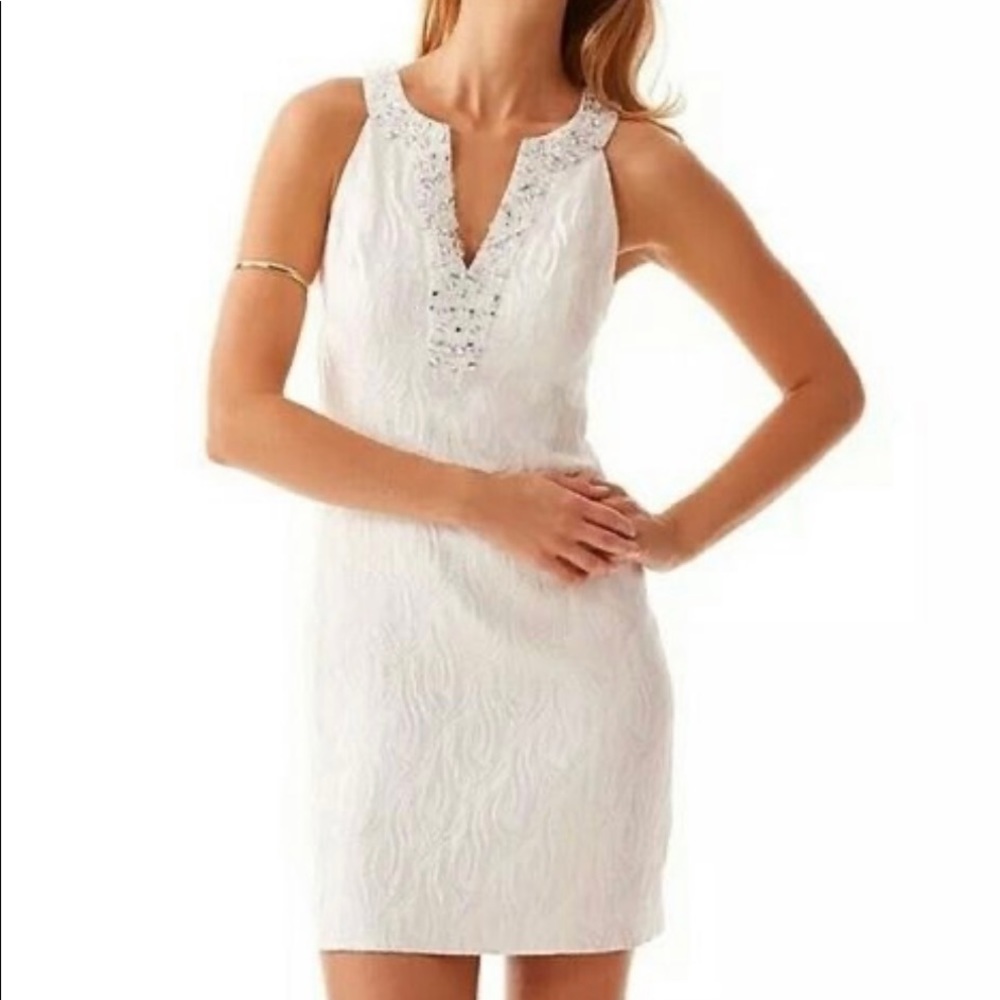 Lilly Pulitzer Percy Shift Dress with iridescent beads and embellishments